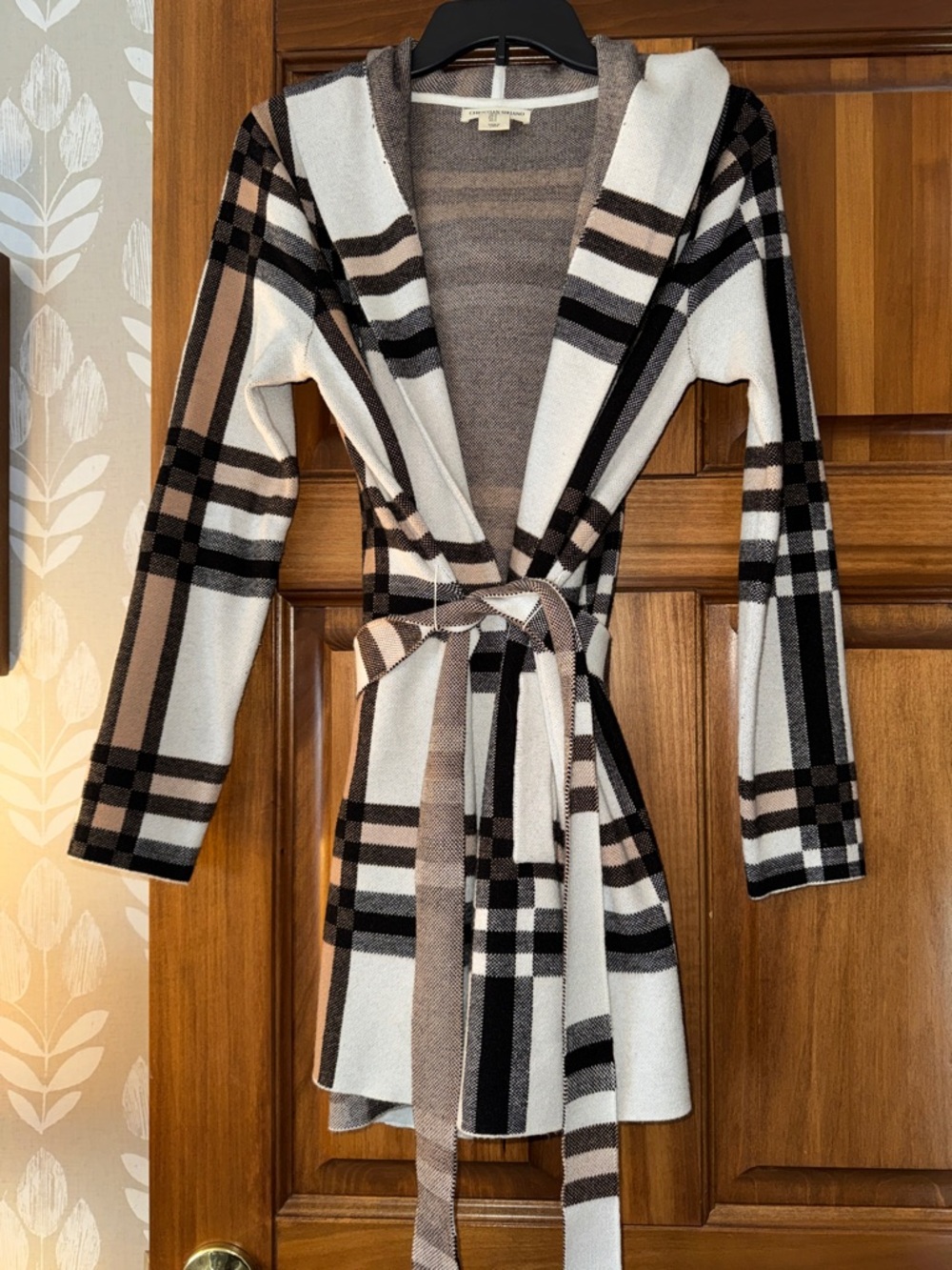 Christian Siriano Cream and Brown Knit Cardigan